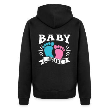 Baby Inside Pregnant Announcement Baby Inside - Unisex Premium Organic Zip Hoodie - black - Back - Nico (187cm)