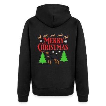 Rottweiler Hund Welpen Besitzer Halter Weihnachten - Unisex Premium Bio Zip Hoodie - Schwarz - Hinten - Nico (187cm)