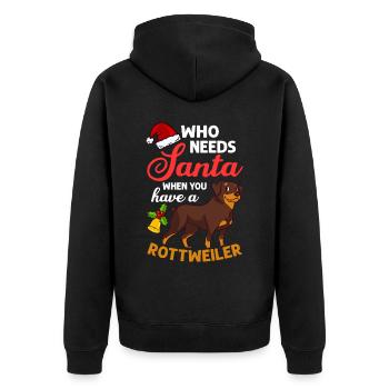 Rottweiler Chien Chiot Propriétaire Propriétaire Noël - Veste à capuche bio Premium Unisexe - noir - Dos - Nico (187cm)