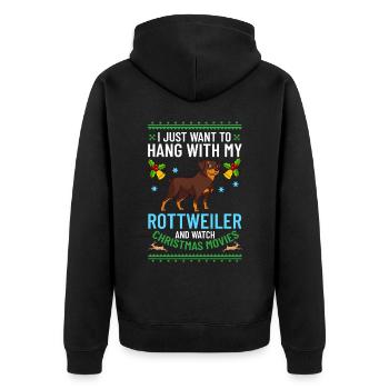 Rottweiler Hund Welpen Besitzer Halter Weihnachten - Unisex Premium Bio Zip Hoodie - Schwarz - Hinten - Nico (187cm)