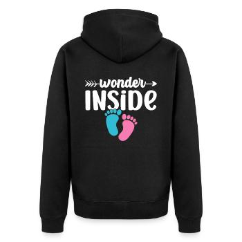 Wunder Im Inneren Baby Inside Süß Schwanger - Unisex Premium Bio Zip Hoodie - Schwarz - Hinten - Nico (187cm)