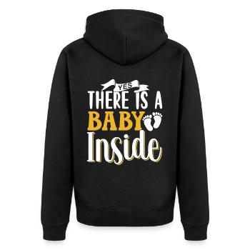 Ja Da Ist Ein Baby Drin Baby Inside Schwanger Süß - Unisex Premium Bio Zip Hoodie - Schwarz - Hinten - Nico (187cm)