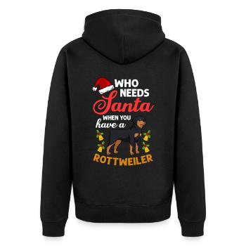 Rottweiler Hund Welpen Besitzer Halter Weihnachten - Unisex Premium Bio Zip Hoodie - Schwarz - Hinten - Nico (187cm)