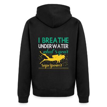 Sporttauchen Geschenk Unterwasser Sporttaucher - Unisex Premium Bio Zip Hoodie - Schwarz - Hinten - Nico (187cm)