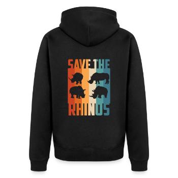 Nashorn Rettet die Nashörner Zoo - Unisex Premium Bio Zip Hoodie - Schwarz - Hinten - Nico (187cm)