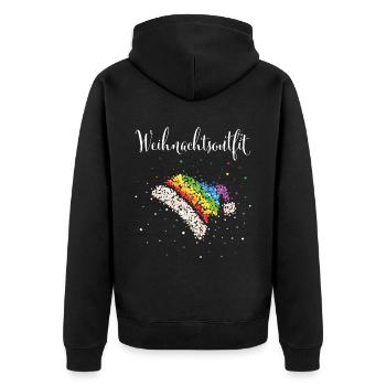 Weihnachtsoutfit Nikolausmütze Regenbogen LGBTQ - Unisex Premium Bio Zip Hoodie - Schwarz - Hinten - Nico (187cm)