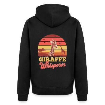 Giraffe Whisperer Safari Giraffe Lovers - Unisex Premium Organic Zip Hoodie - black - Back - Nico (187cm)