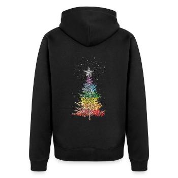 Arbre de Noël Arbre de Noël Arc-en-ciel Couleurs LGBTQ - Veste à capuche bio Premium Unisexe - noir - Dos - Nico (187cm)