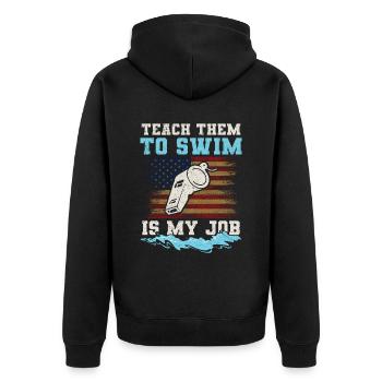 Water Sports Swimming Coach Instructor - Unisex Premium Organic Zip Hoodie - black - Back - Nico (187cm)