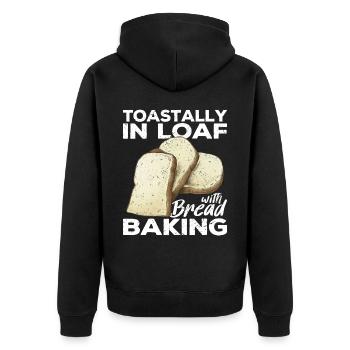 Funny bread baker - Unisex Premium Organic Zip Hoodie - black - Back - Nico (187cm)