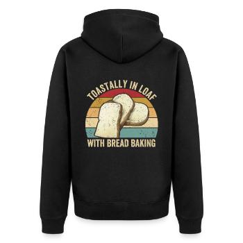 Funny bread baker - Unisex Premium Organic Zip Hoodie - black - Back - Nico (187cm)