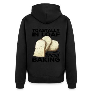 Funny bread baker - Unisex Premium Organic Zip Hoodie - black - Back - Nico (187cm)