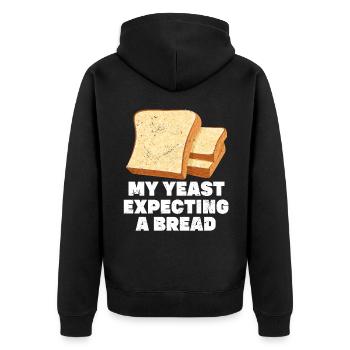 Lustiger Brotbacken-Bäcker - Unisex Premium Bio Zip Hoodie - Schwarz - Hinten - Nico (187cm)