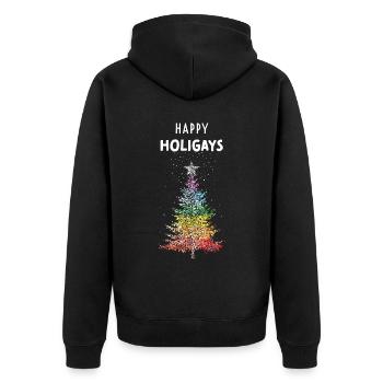 Christmas Tree Gay LGBTQ Pride Christmas Tree - Unisex Premium Organic Zip Hoodie - black - Back - Nico (187cm)