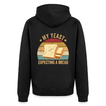 Lustiger Brotbacken-Bäcker - Unisex Premium Bio Zip Hoodie - Schwarz - Hinten - Nico (187cm)
