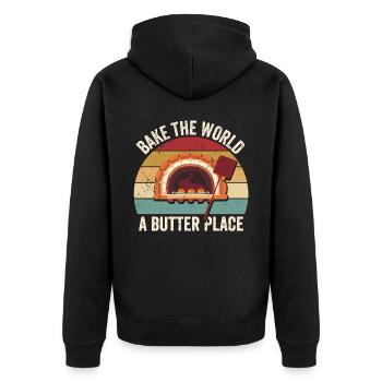 Funny bread baker - Unisex Premium Organic Zip Hoodie - black - Back - Nico (187cm)