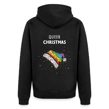 Queer Christmas Nikolausmütze LGBTQ Pride Schwul - Unisex Premium Bio Zip Hoodie - Schwarz - Hinten - Nico (187cm)