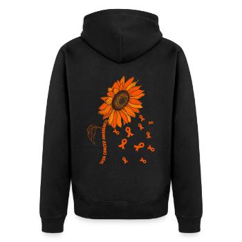 Skin Cancer Awareness Sonnenblume - Unisex Premium Bio Zip Hoodie - Schwarz - Hinten - Nico (187cm)