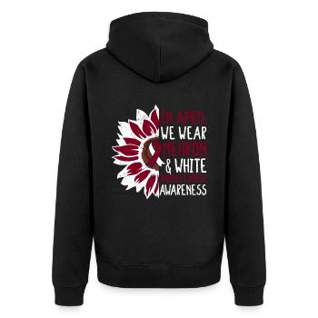 Kehlkopfkrebs Awareness Sonnenblume - Unisex Premium Bio Zip Hoodie - Schwarz - Hinten - Nico (187cm)