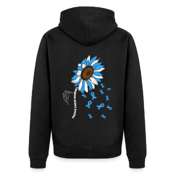 Prostate Cancer Awareness Sunflower - Unisex Premium Organic Zip Hoodie - black - Back - Nico (187cm)