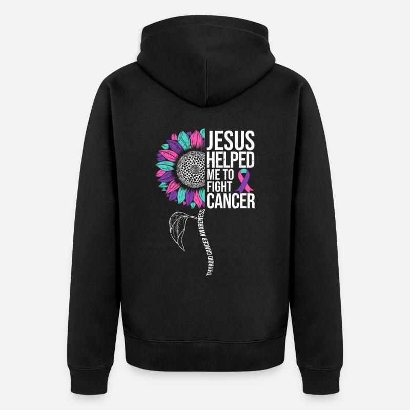 Thyriode Cancer Awareness Tournesol - Veste à capuche bio Premium Unisexe - noir