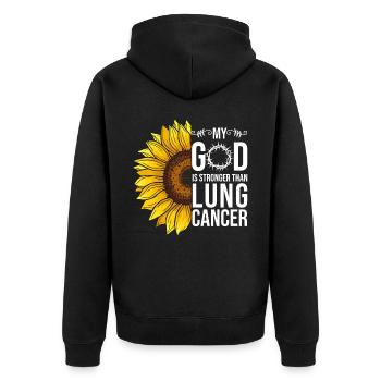 Sensibilisation au cancer du poumon Tournesol - Veste à capuche bio Premium Unisexe - noir - Dos - Nico (187cm)