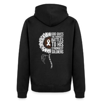 Lungenkrebs Awareness Sonnenblume - Unisex Premium Bio Zip Hoodie - Schwarz - Hinten - Nico (187cm)