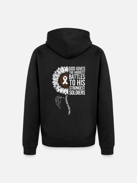 Lung Cancer Awareness Sunflower - Unisex Premium Organic Zip Hoodie - black