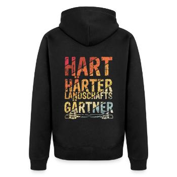 Hart Härter Landschaftsgärtner Gartenarbeit Gesche - Unisex Premium Bio Zip Hoodie - Schwarz - Hinten - Nico (187cm)