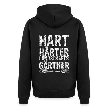 Hart Härter Landschaftsgärtner Gartenarbeit Gesche - Unisex Premium Bio Zip Hoodie - Schwarz - Hinten - Nico (187cm)