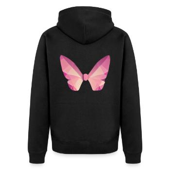 Geometrisches Schmetterling Polygon niedrig poly - Unisex Premium Bio Zip Hoodie - Schwarz - Hinten - Nico (187cm)