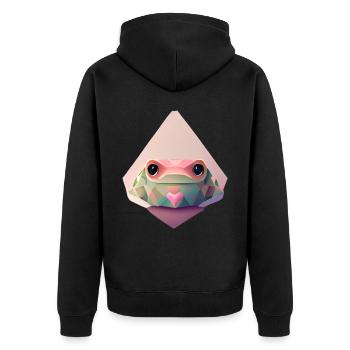 Polygon Frosch süße niedrige Poly -Kröte - Unisex Premium Bio Zip Hoodie - Schwarz - Hinten - Nico (187cm)