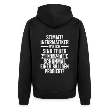 Programmierer IT Fachmann Informatiker Informatik - Unisex Premium Bio Zip Hoodie - Schwarz - Hinten - Nico (187cm)