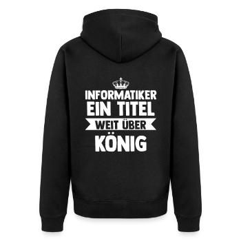 IT Fachmann Informatik Programmierer Informatiker - Unisex Premium Bio Zip Hoodie - Schwarz - Hinten - Nico (187cm)