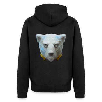 Polygon -Eisbärkopf niedrig Poly - Unisex Premium Bio Zip Hoodie - Schwarz - Hinten - Nico (187cm)