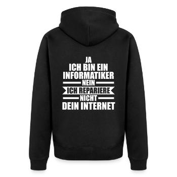 IT Fachmann Informatik Informatiker Programmierer - Unisex Premium Bio Zip Hoodie - Schwarz - Hinten - Nico (187cm)