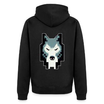 Pixel Art Wolf Head 8 -Bit -Retro -Videospiel - Unisex Premium Bio Zip Hoodie - Schwarz - Hinten - Nico (187cm)