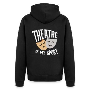 Theater Sport Hobby Beruf - Unisex Premium Bio Zip Hoodie - Schwarz - Hinten - Nico (187cm)