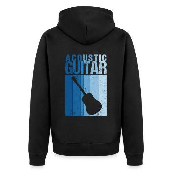Vintage Acoustic Gitarre Country Blues Musiker - Unisex Premium Bio Zip Hoodie - Schwarz - Hinten - Nico (187cm)