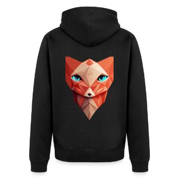 Polygonfuchs Gesicht mit niedrigem Polyfuchskopf - Unisex Premium Bio Zip Hoodie - Schwarz - Hinten - Nico (187cm)