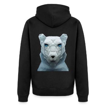 Niedliche Eisbärenkopf Polygon niedrige Polybären - Unisex Premium Bio Zip Hoodie - Schwarz - Hinten - Nico (187cm)