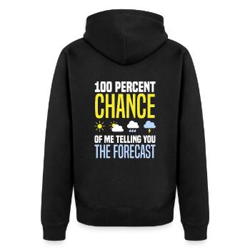Wetter Wettermann Sturmjäger Geschenk - Unisex Premium Bio Zip Hoodie - Schwarz - Hinten - Nico (187cm)