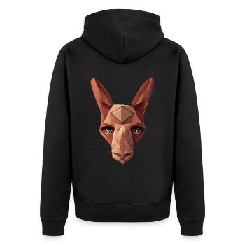 Känguroo -Kopf Low Polygon Geometrisches Tier - Unisex Premium Bio Zip Hoodie - Schwarz - Hinten - Nico (187cm)