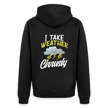 Wetter Zirrus Wolken Wortspiel Wettermann - Unisex Premium Bio Zip Hoodie - Schwarz - Hinten - Nico (187cm)