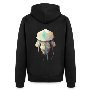 Polygonquallen süßes niedriges Poly - Unisex Premium Bio Zip Hoodie - Schwarz - Hinten - Nico (187cm)