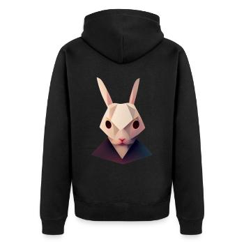 Süßes Känguroo -Kopf Polygon Low Poly Animal - Unisex Premium Bio Zip Hoodie - Schwarz - Hinten - Nico (187cm)