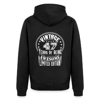 Vintage 47 Years Of Being Awesome Limited Edition - Unisex Premium Organic Zip Hoodie - black - Back - Nico (187cm)