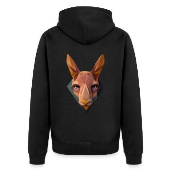 Geometrisches Känguroo -Kopf Polygon Bunt Poly Pol - Unisex Premium Bio Zip Hoodie - Schwarz - Hinten - Nico (187cm)