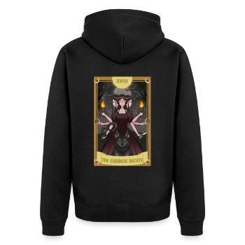Anime Tarot Card Göttin Hecate Okkult Gothic Hexe - Unisex Premium Bio Zip Hoodie - Schwarz - Hinten - Nico (187cm)