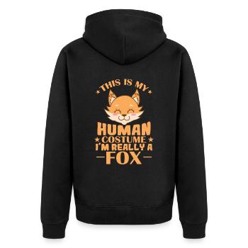 This is my Human Costume I'm really a Fox - Unisex Premium Organic Zip Hoodie - black - Back - Nico (187cm)